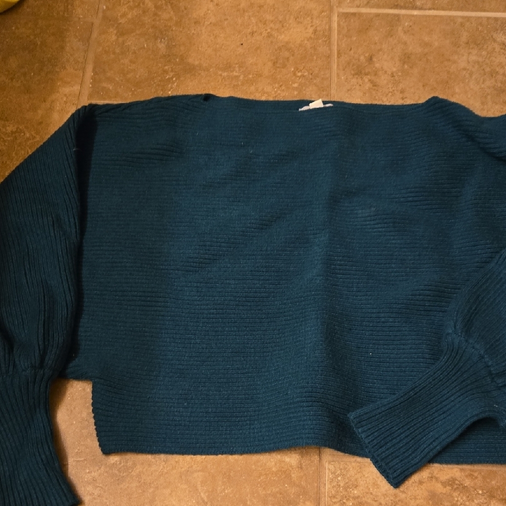 Teal Ribbed Knit Sweater